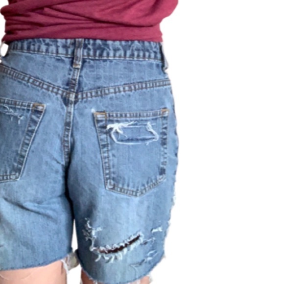 Vintage Upcycled Route 66 Wedgie Cutoff Distressed Denim Shorts Size 4 - Picture 5 of 15